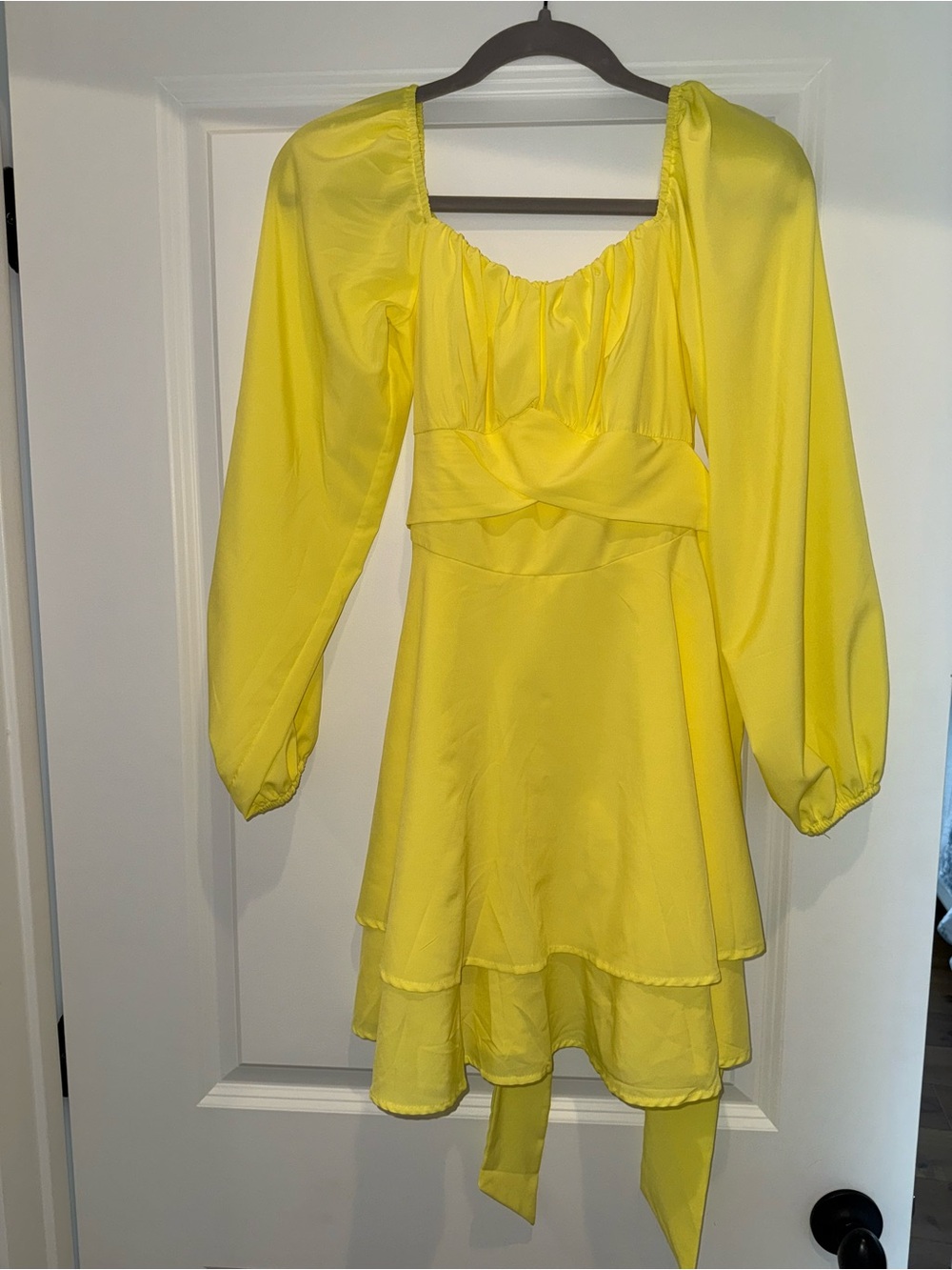 Bright Yellow mini dress with tie back